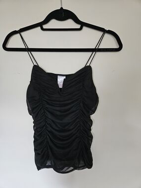 No Boundaries Black Ruched Spaghetti Strap Camisole